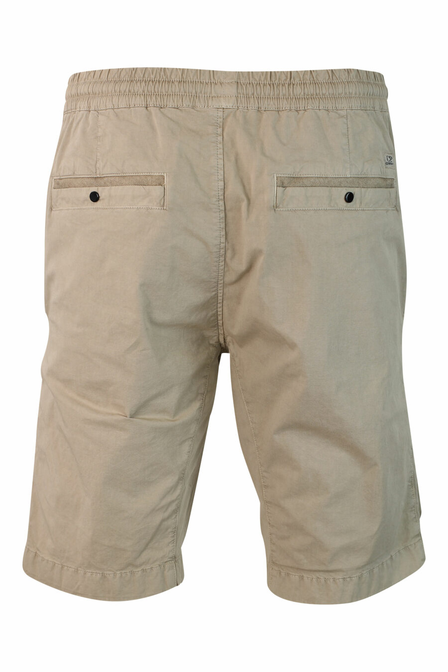 Pantalón corto beige elástico con bolsillos frontales y minilogo circular - IMG 9909 1