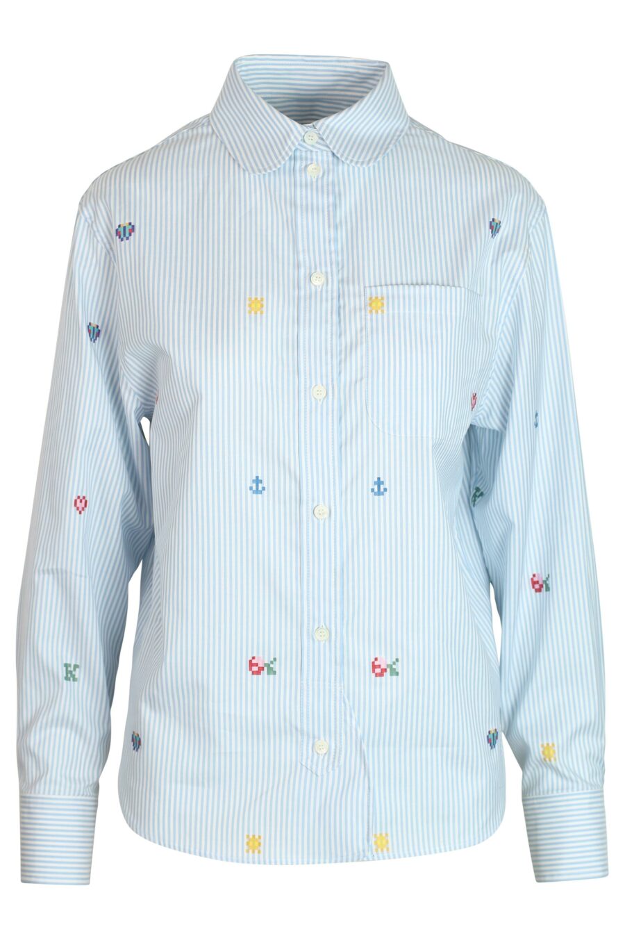Camisa azul com "kenzo pixel" multicolorido - 3612230410237