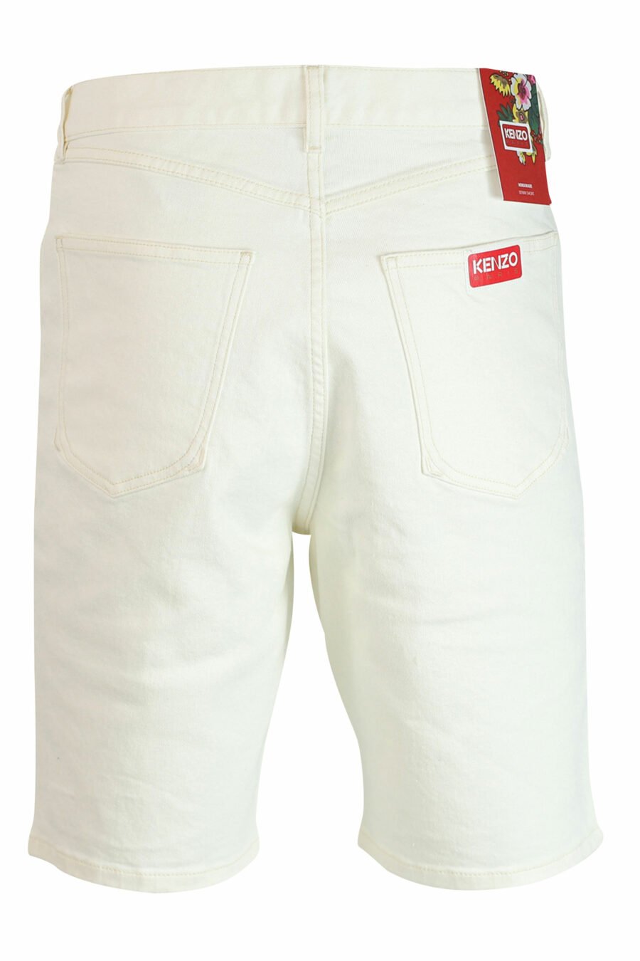 Pantalón vaquero blanco corto con minilogo - 3612230414884 3