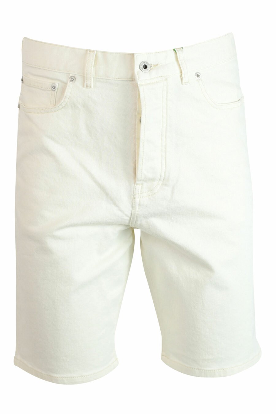 Pantalón vaquero blanco corto con minilogo - 3612230414884