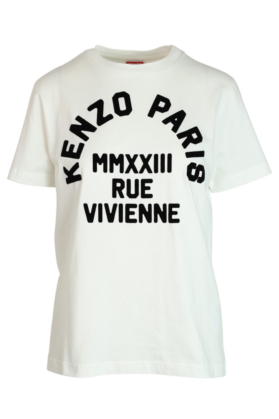 Weißes T-Shirt mit schwarzem "rue vivenne" Maxilogo - 3612230461161
