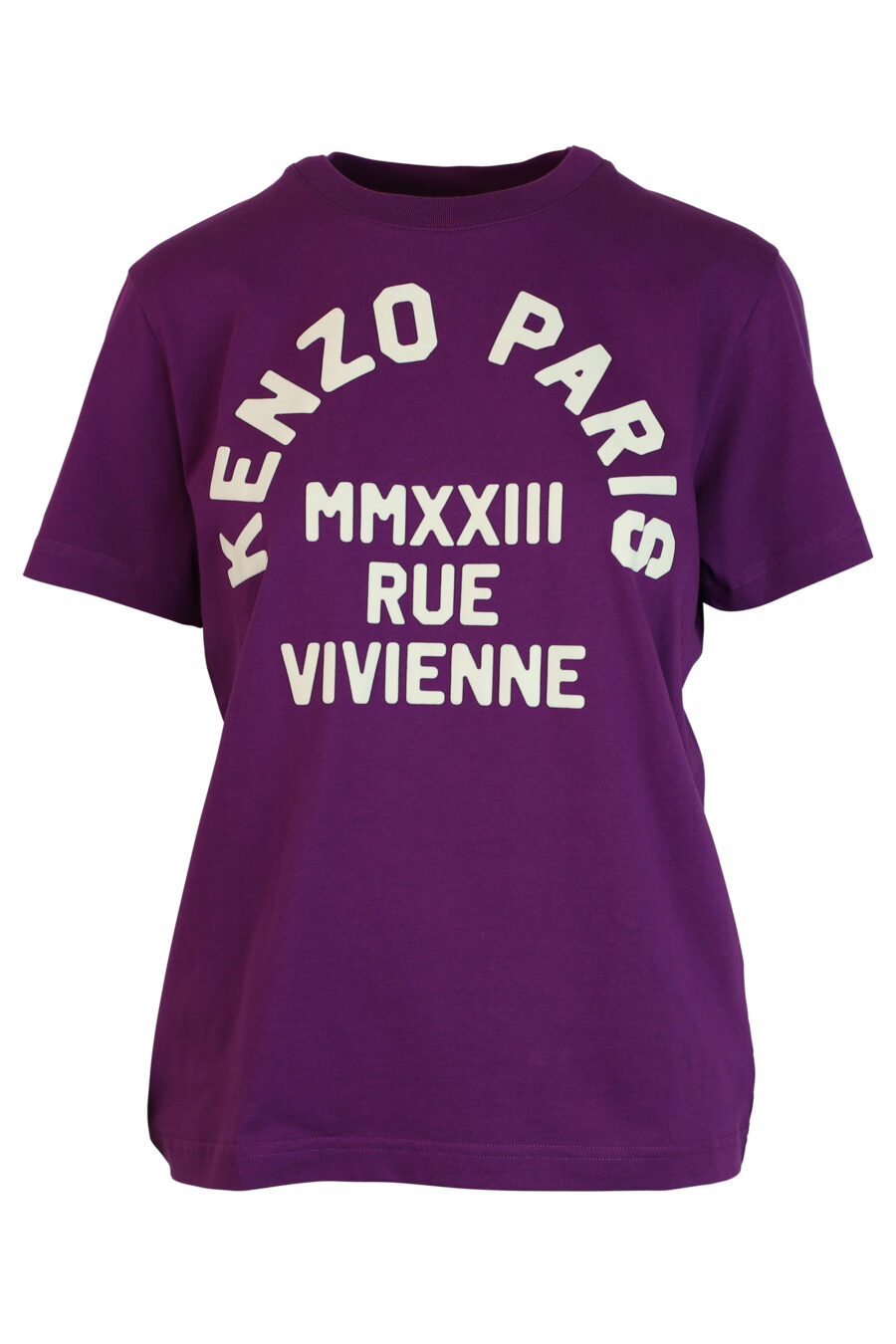 Lila T-Shirt mit weißem "rue vivienne" Maxi-Logo - 3612230461253