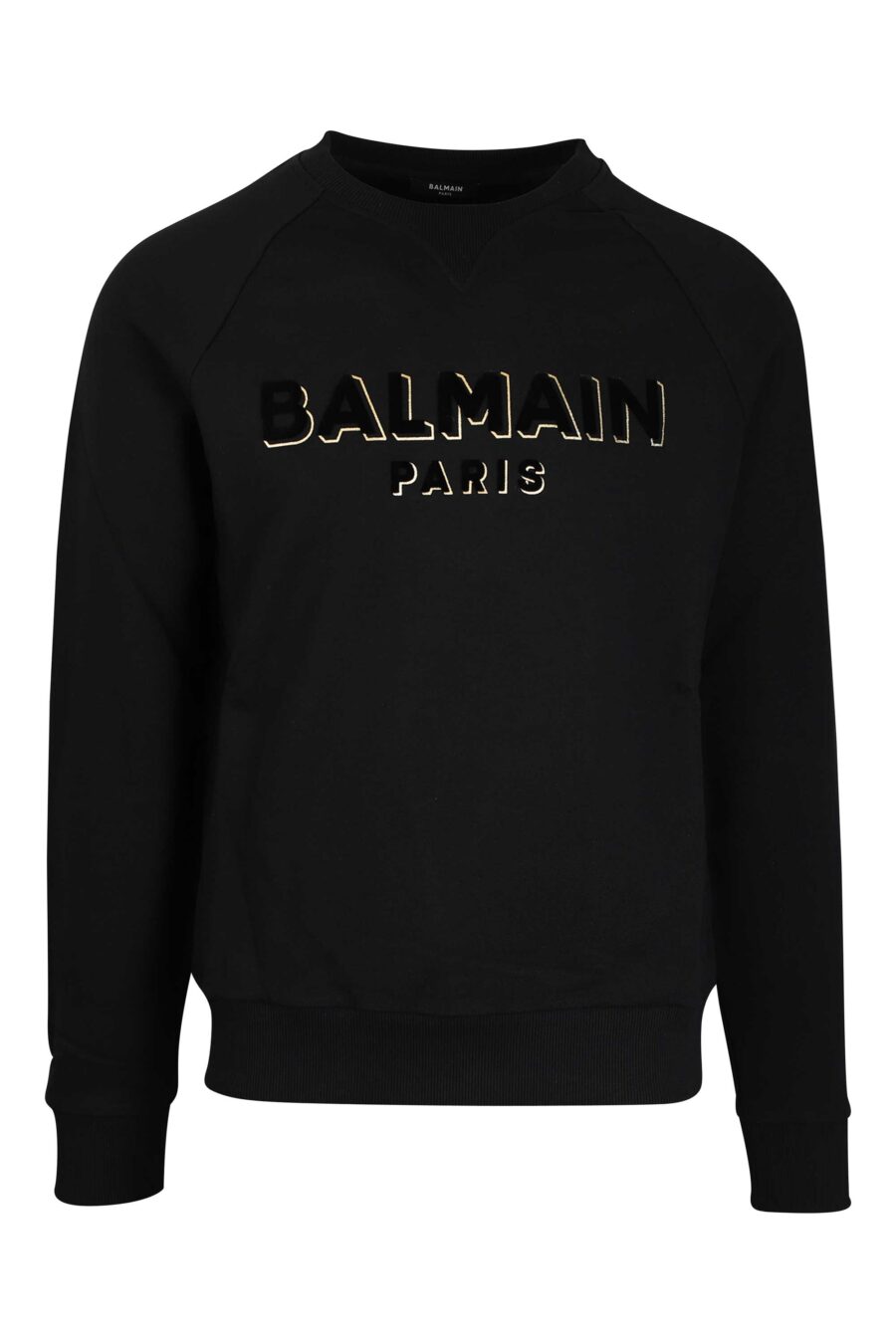 Schwarzes Sweatshirt mit schwarzem Samt Maxilogue mit Gold - 3615884199558