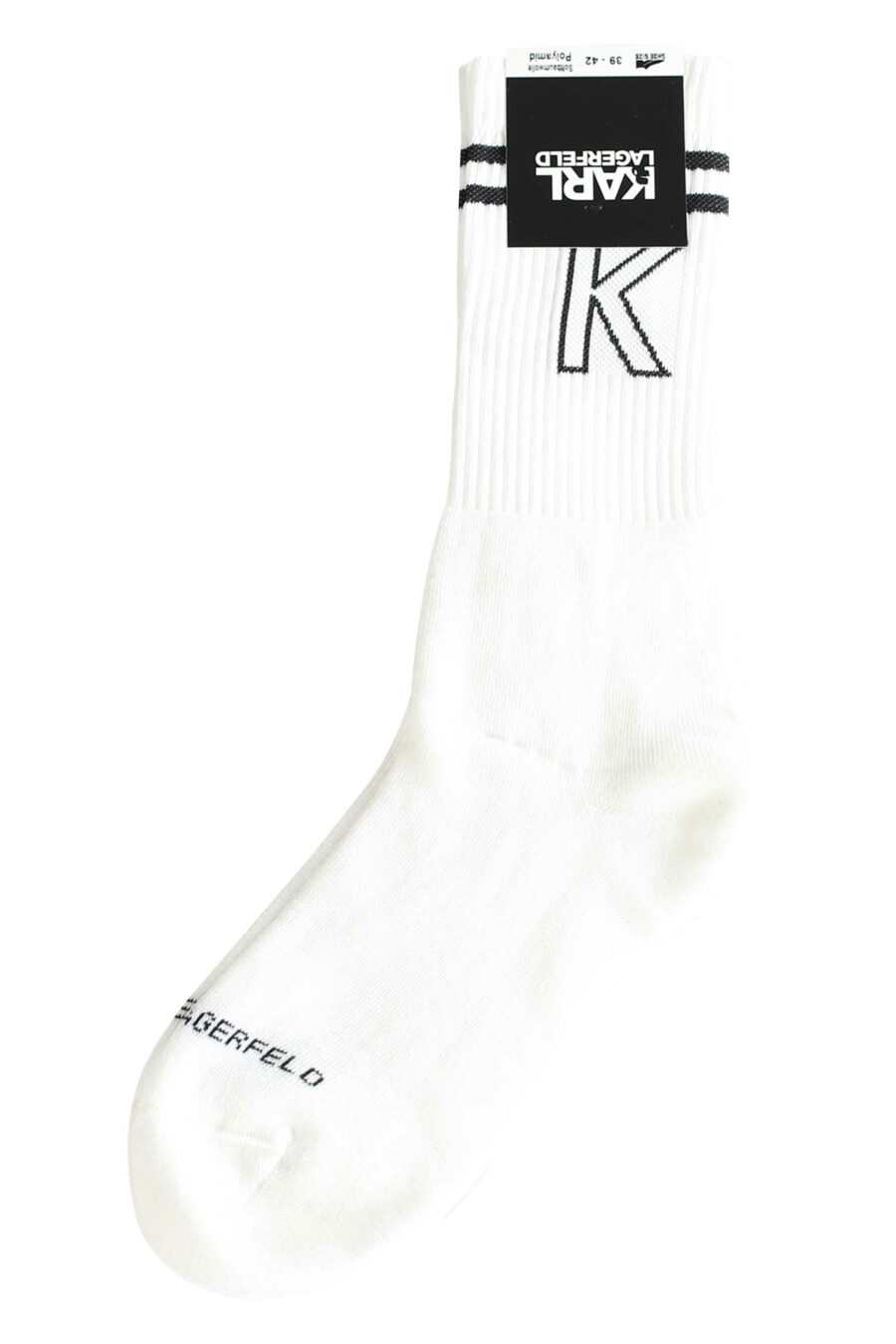 Weiße Socken mit Logo und schwarzen horizontalen Linien - 4062226294454