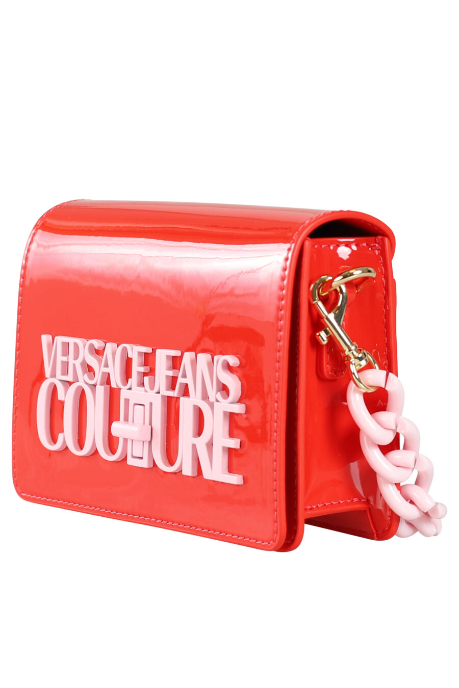 Red shoulder bag with logo and chain - 8052019146684 2