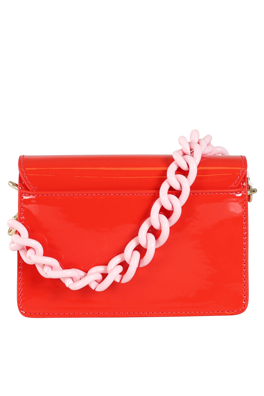 Red shoulder bag with logo and chain - 8052019146684 3