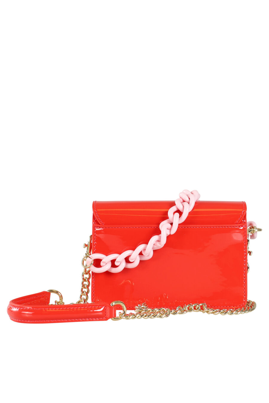 Red shoulder bag with logo and chain - 8052019146684 4