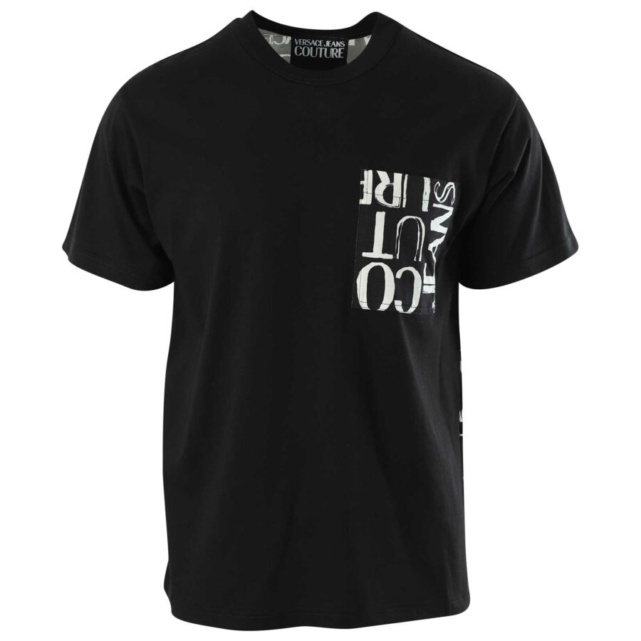 T-shirt noir avec pochette graphique "all over logo" - 8052019233698 1