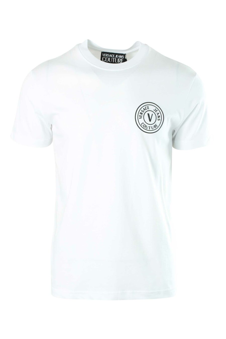 Camiseta blanca con minilogo redondo plateado - 8052019236798