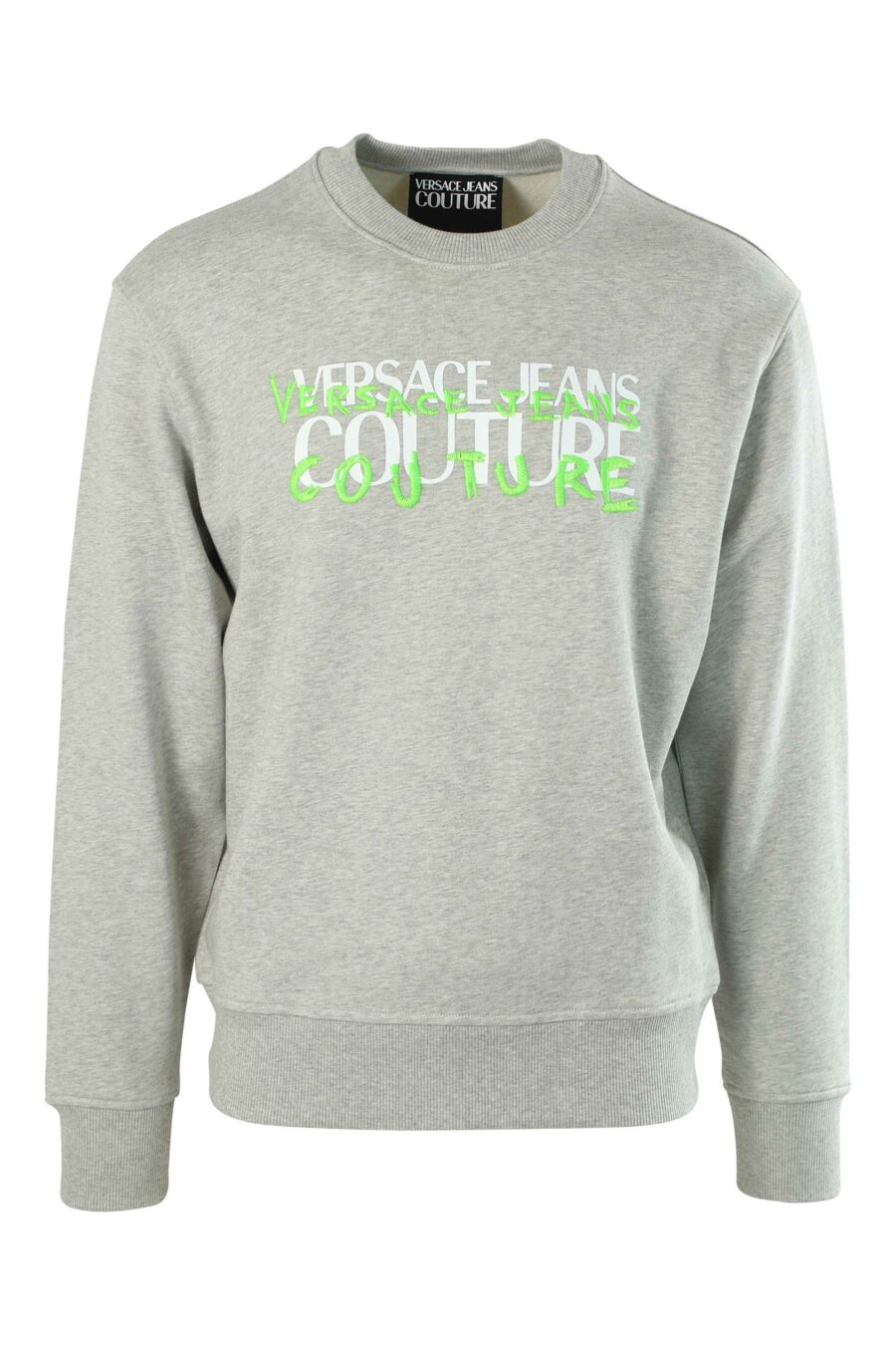 Graues Sweatshirt mit grünem, verflochtenem Logo - 8052019239027