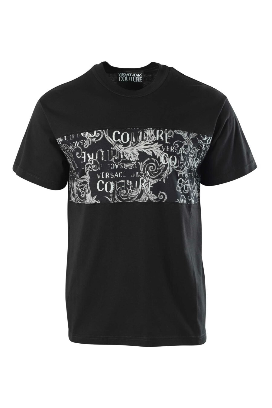 Graues T-Shirt mit barock gestreiftem Maxilogo - 8052019323467