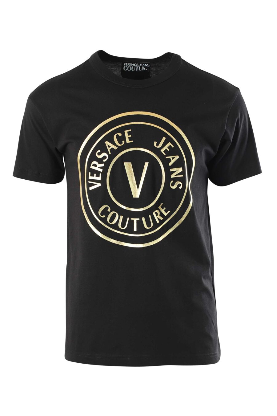 Black T-shirt with gold round maxilogue - 8052019325171