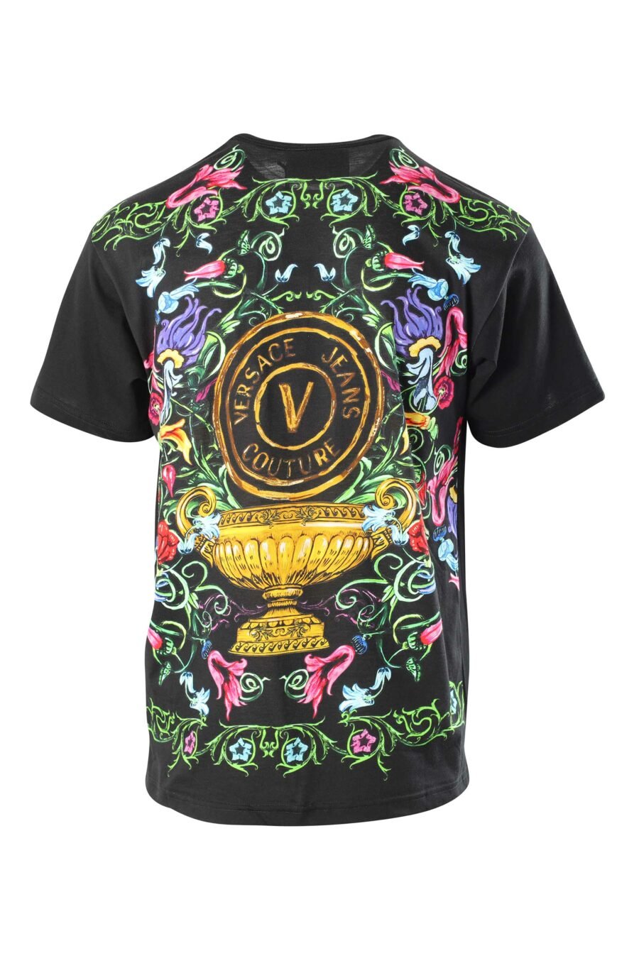 Black T-shirt with multicoloured flower pocket - 8052019417210 2