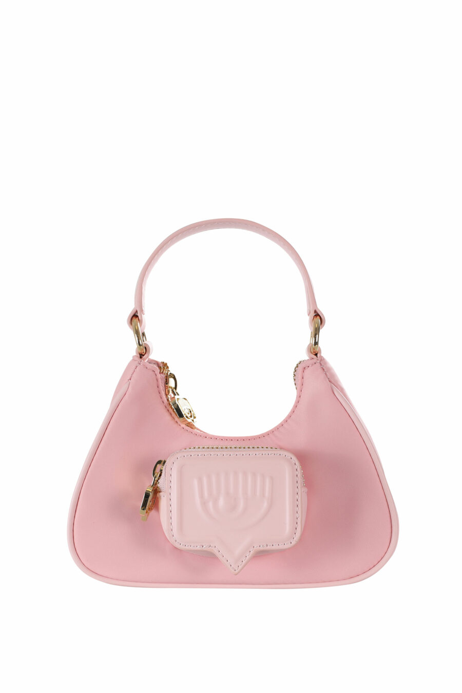 Bolso de hombro mini rosa estilo hobo con bolsillo y logo monocromático - 8052672352101