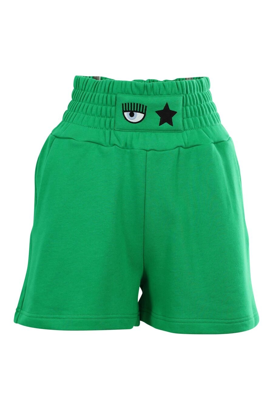 Pantalón de chándal verde corto con logo ojo y estrella - 8052672415479