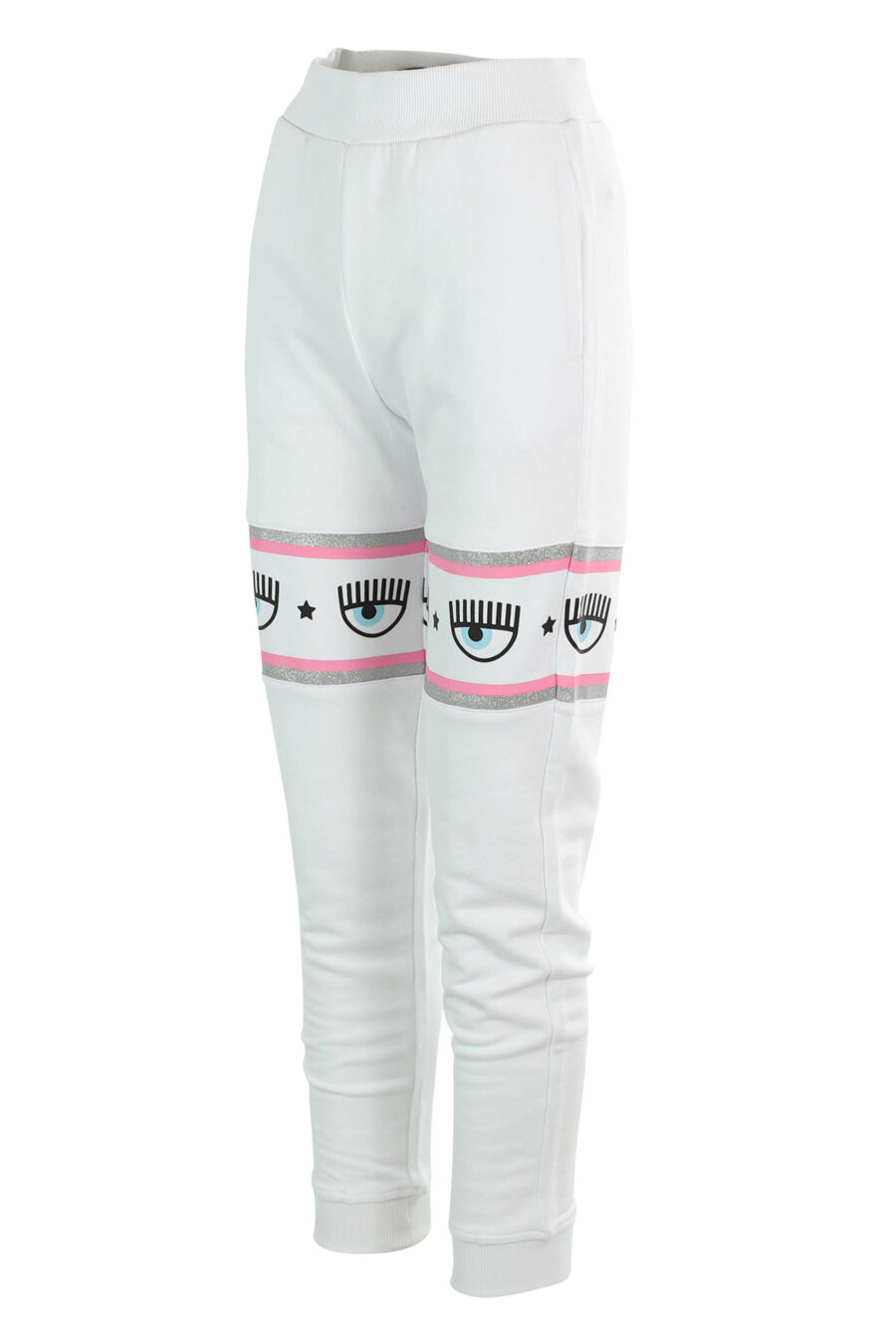 Pantalón de chándal blanco y logo en cinta rosa y plateado - 8052672419064 2