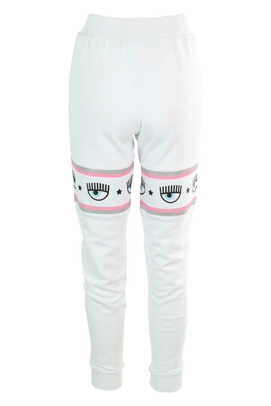Pantalón de chándal blanco y logo en cinta rosa y plateado - 8052672419064 3