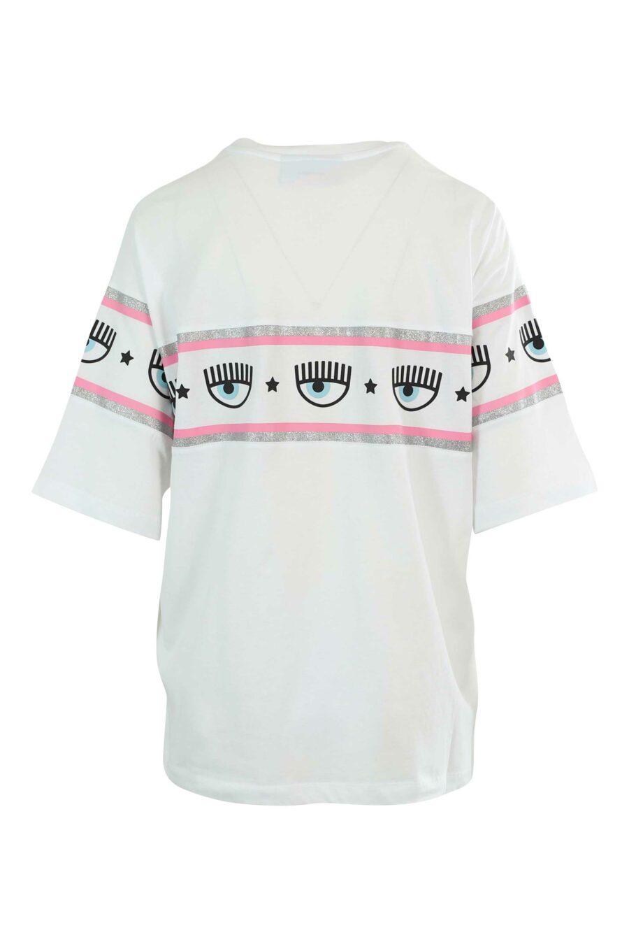 White wide sleeve T-shirt with eye logo on ribbon - 8052672419330 2