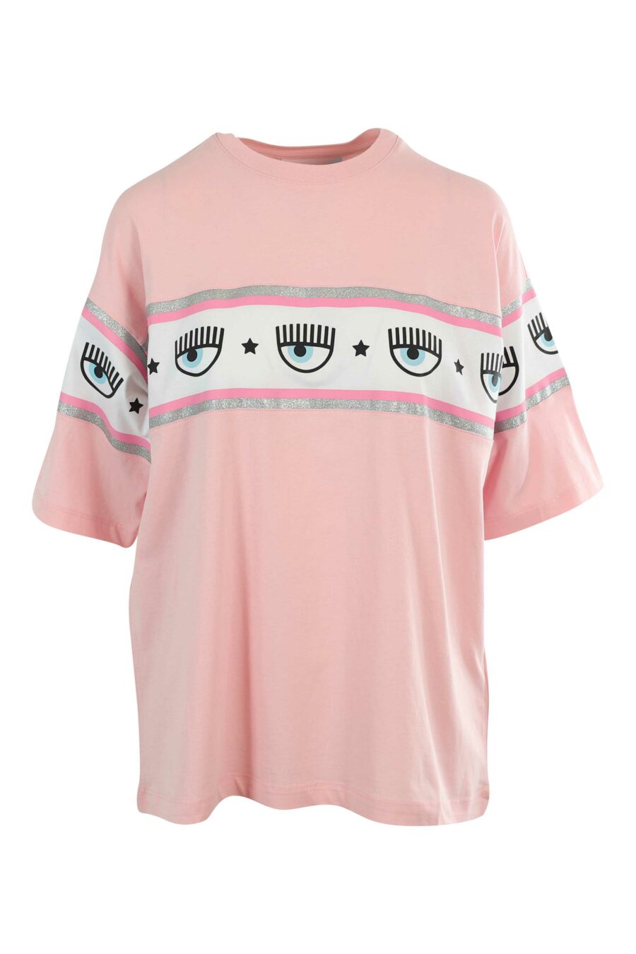 Camiseta rosa manga ancha con logo ojo en cinta - 8052672419422