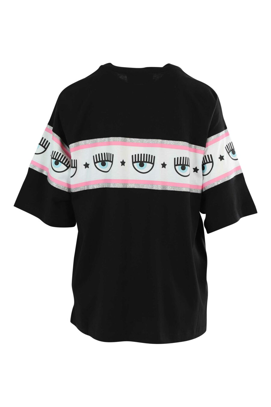 Camiseta negra manga ancha con logo ojo en cinta - 8052672419521 2