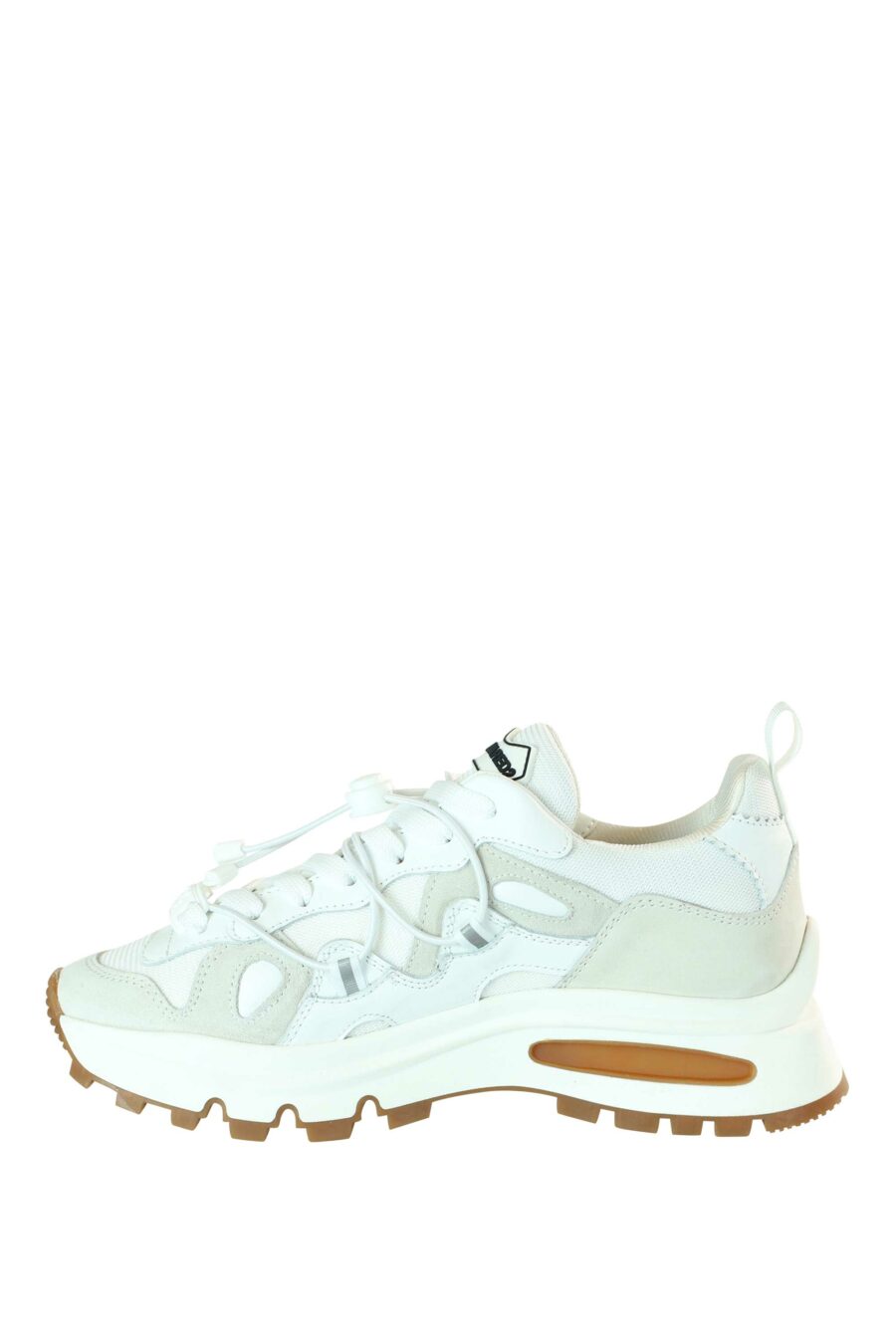 White mix trainers with white platform and brown sole - 8055777195864 3