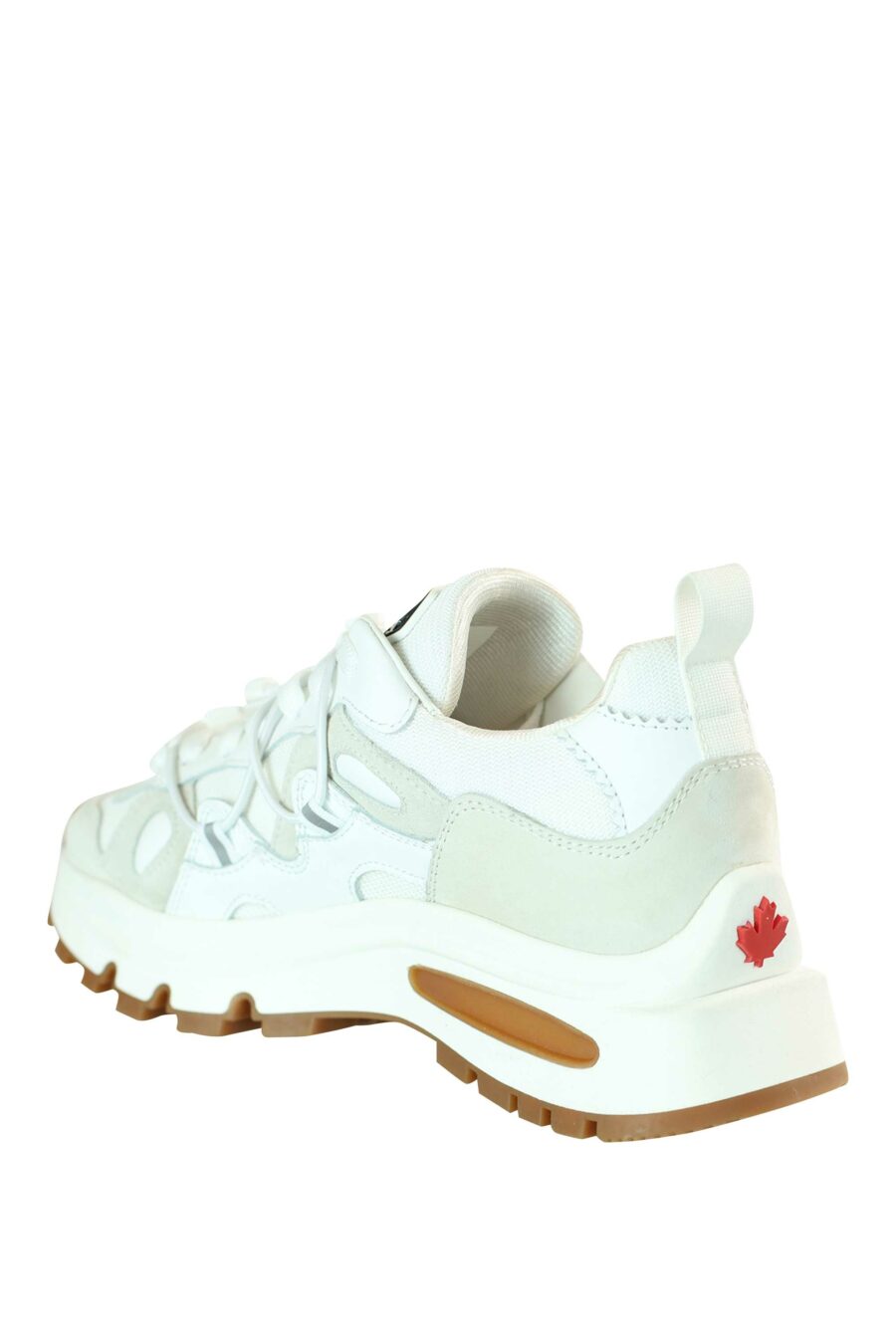 White mix trainers with white platform and brown sole - 8055777195864 4
