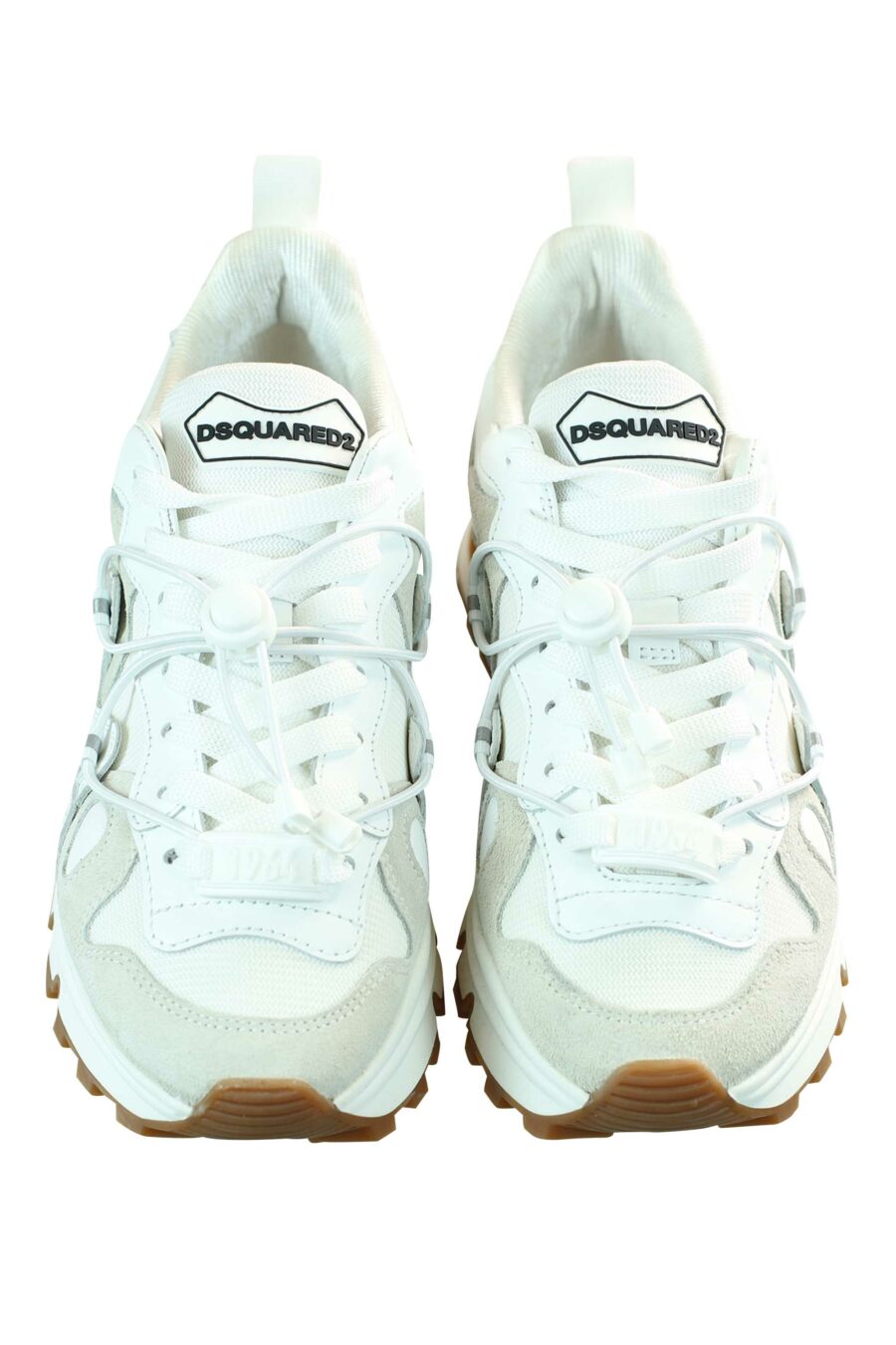 White mix trainers with white platform and brown sole - 8055777195864 5
