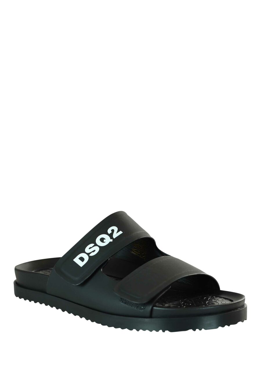 Schwarze Sandalen mit weißem "dsq2" Logo und Klettverschluss - 8055777203200 2