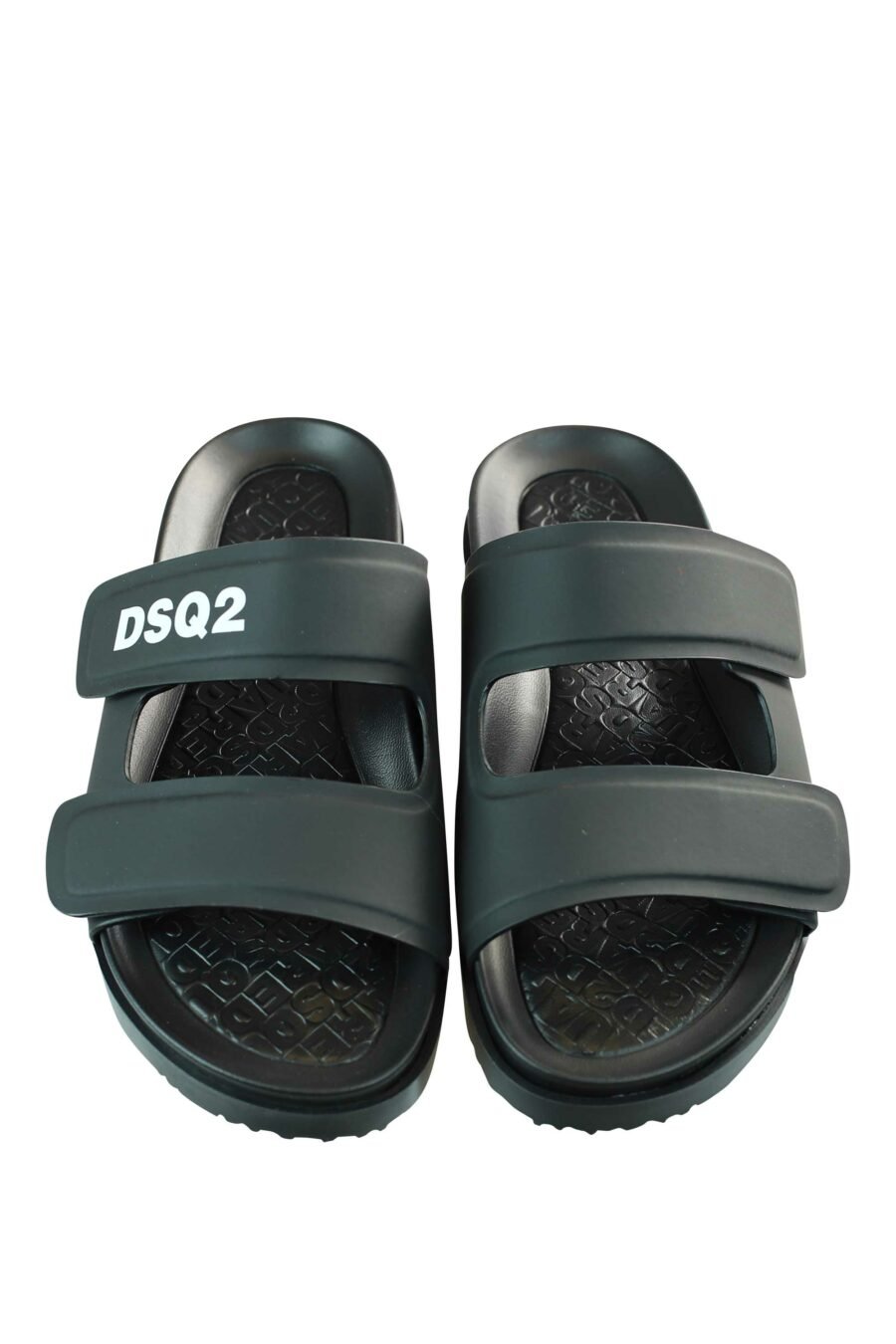 Schwarze Sandalen mit weißem "dsq2" Logo und Klettverschluss - 8055777203200 4