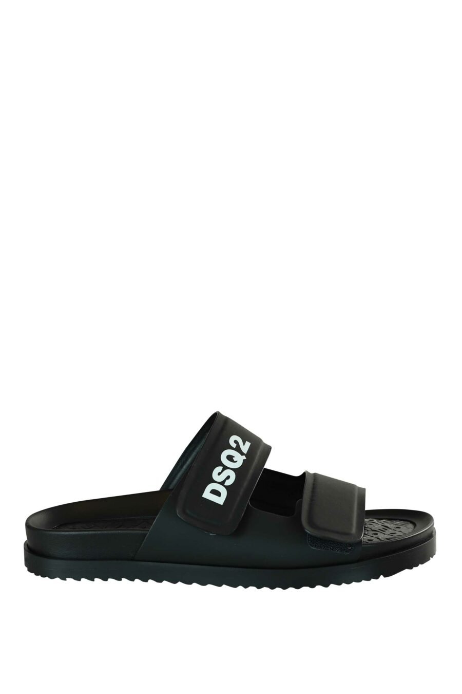 Schwarze Sandalen mit weißem "dsq2" Logo und Klettverschluss - 8055777203200