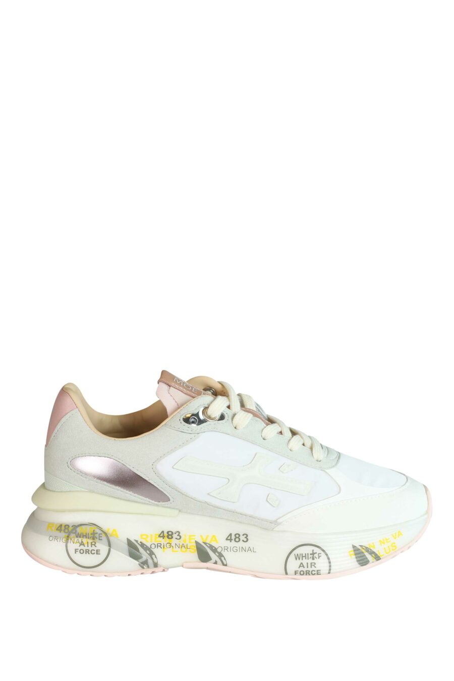 White trainers with pink and grey "moe run-d 6338" - 8058326253473