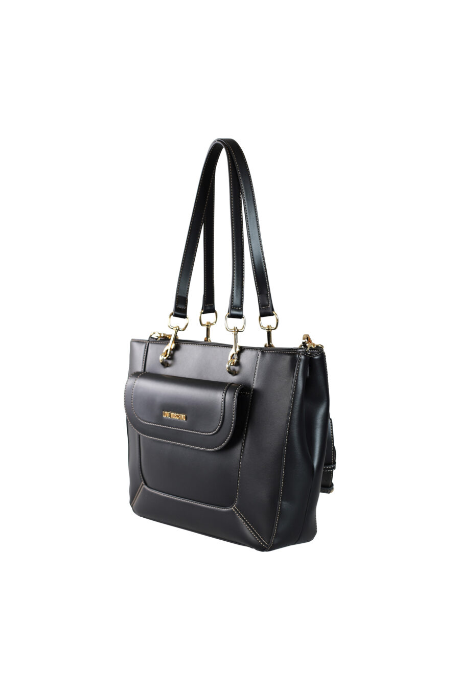 Black shopper bag with front pocket and mini logo - 8059965779126 2