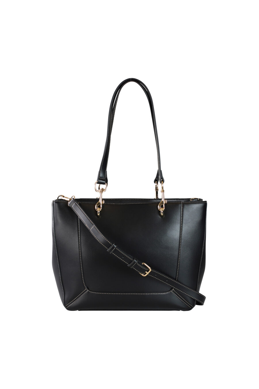 Black shopper bag with front pocket and mini logo - 8059965779126 3