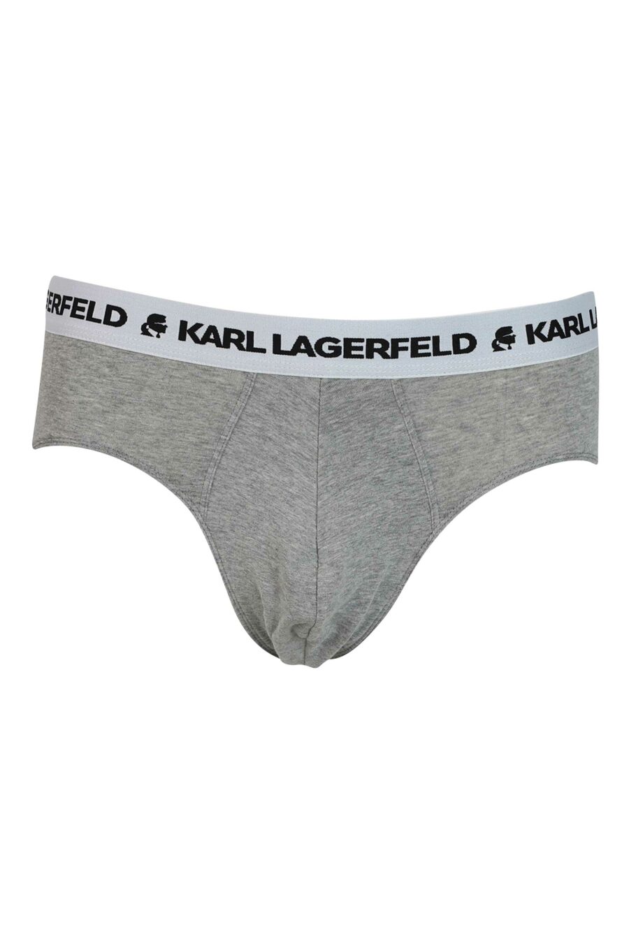 Pack of three grey monochrome briefs with logo on waistband - 8720092348386 3