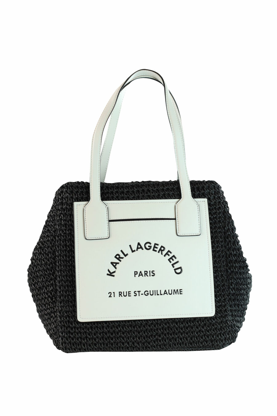 Schwarze Korbtasche mit weißem und "rue st guillaume"-Logo - 8720744102922