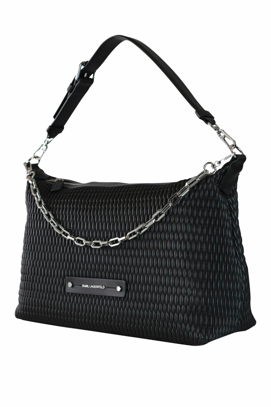 Black quilted bag with metal mini logo - 8720744103455 2