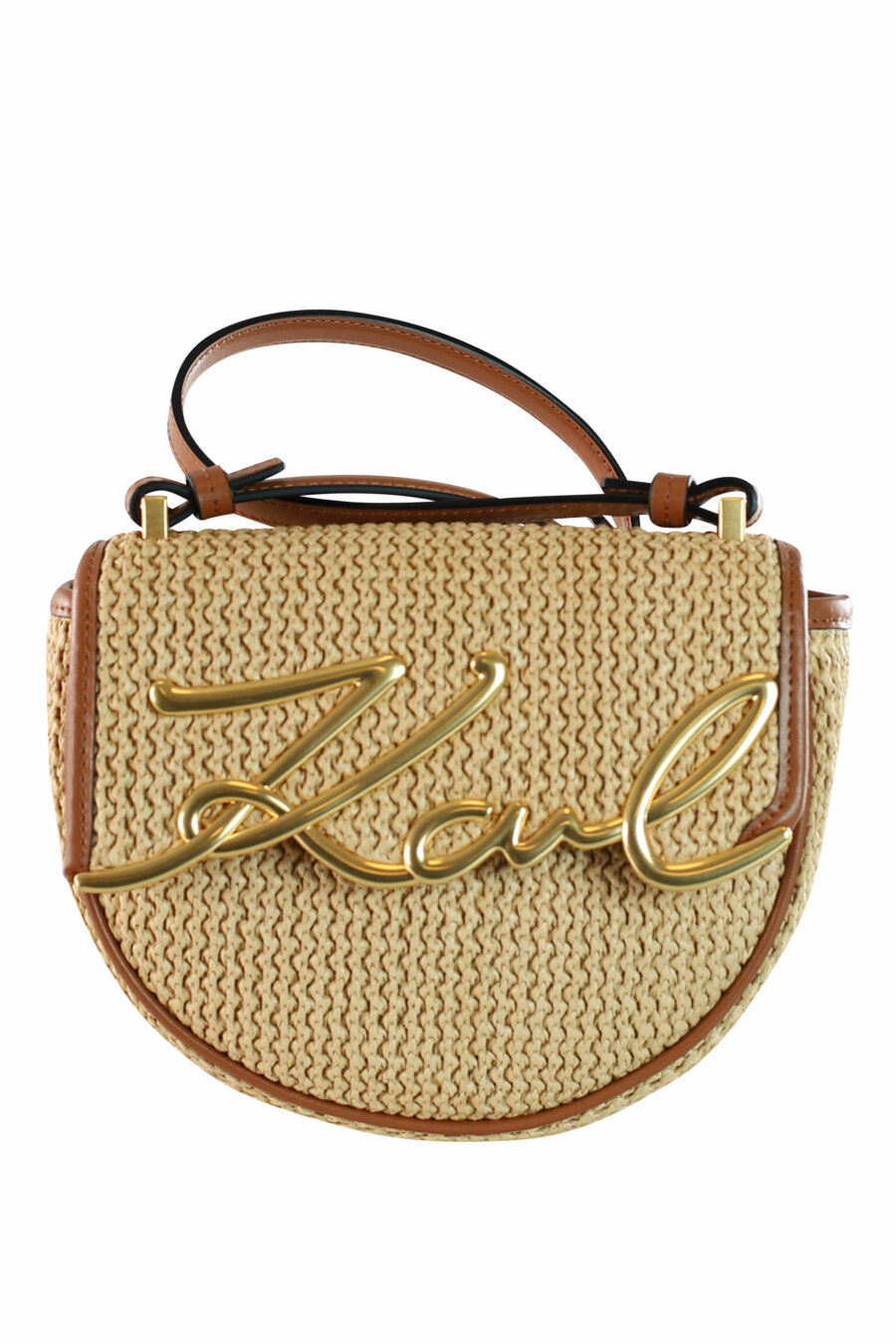 Light brown shoulder bag with gold lettering logo - 8720744234548