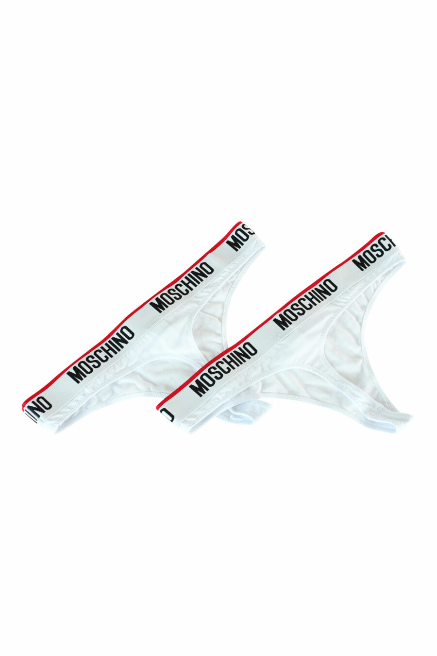 Pack of 2 white thongs with ribbon logo and red line - 889316308198 2