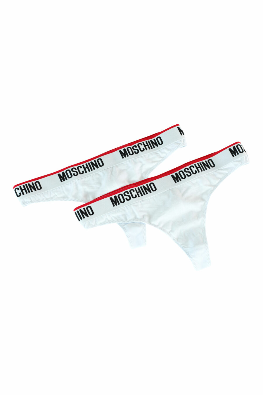 Moschino - Pack of 2 black thongs with ribbon logo and red line