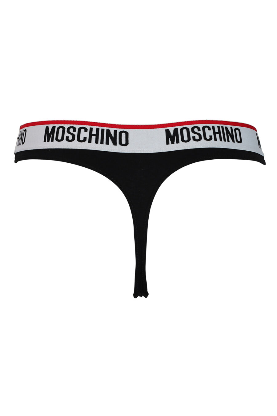 Moschino - Pack of 2 black thongs with ribbon logo and red line