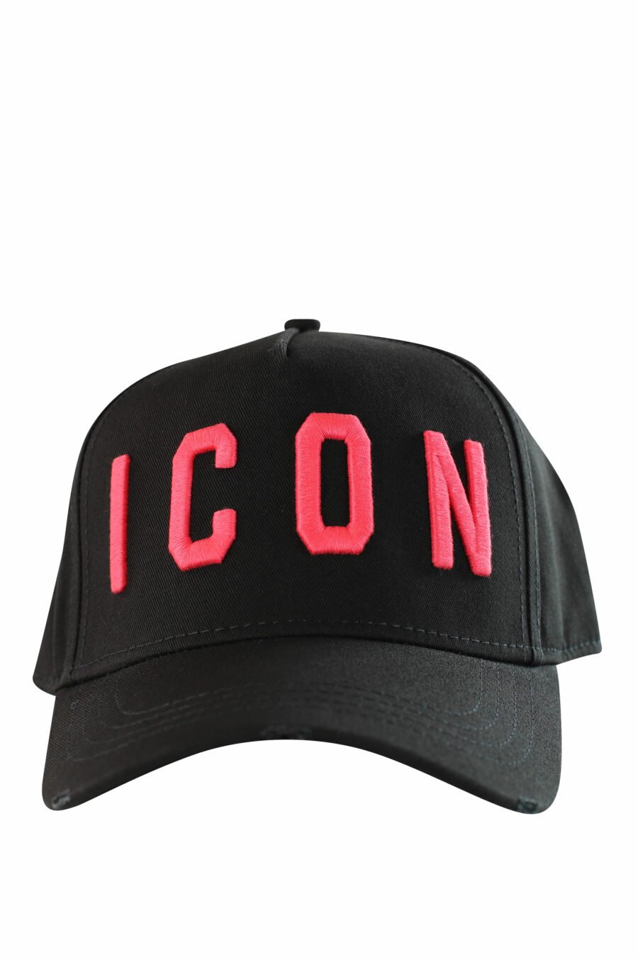 Schwarze Kappe mit aufgesticktem fuchsiafarbenem "Icon"-Logo - IMG 1213