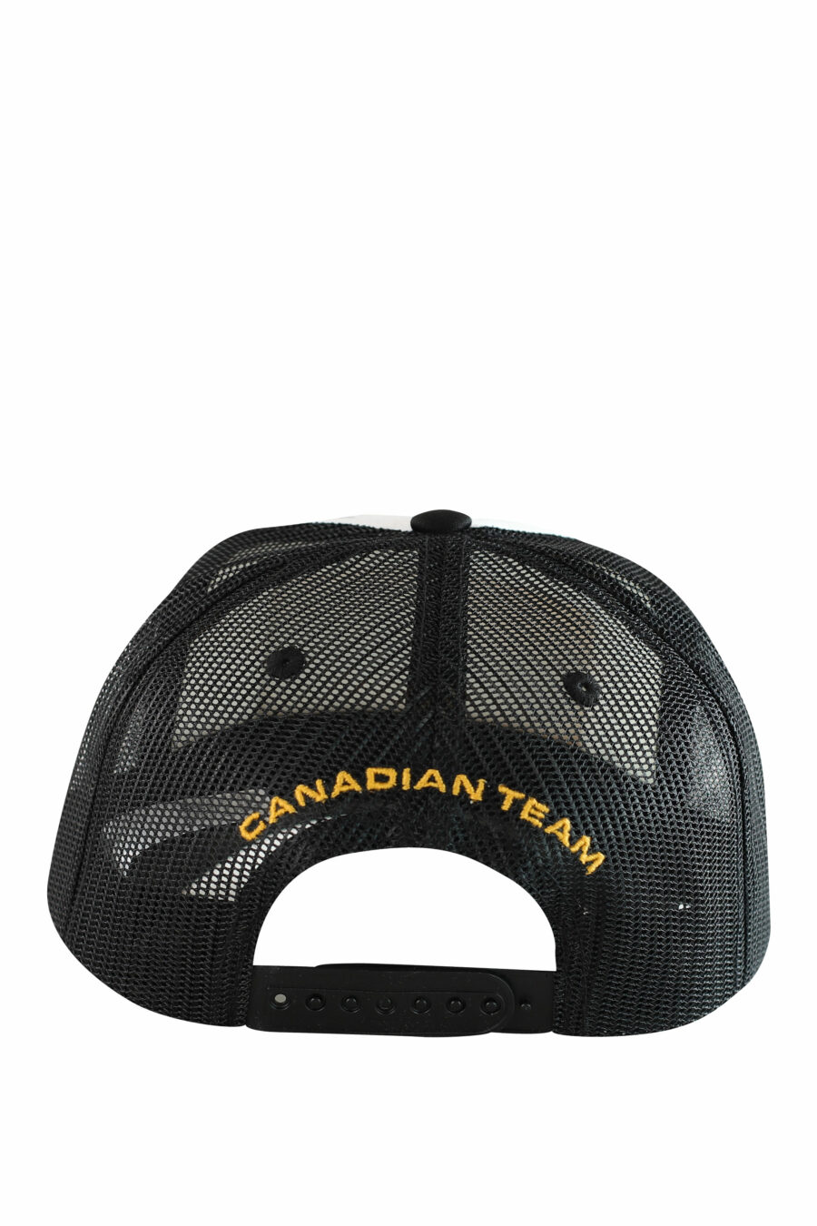 Bicolour black and white square and mesh cap with yellow logo detail - IMG 1220