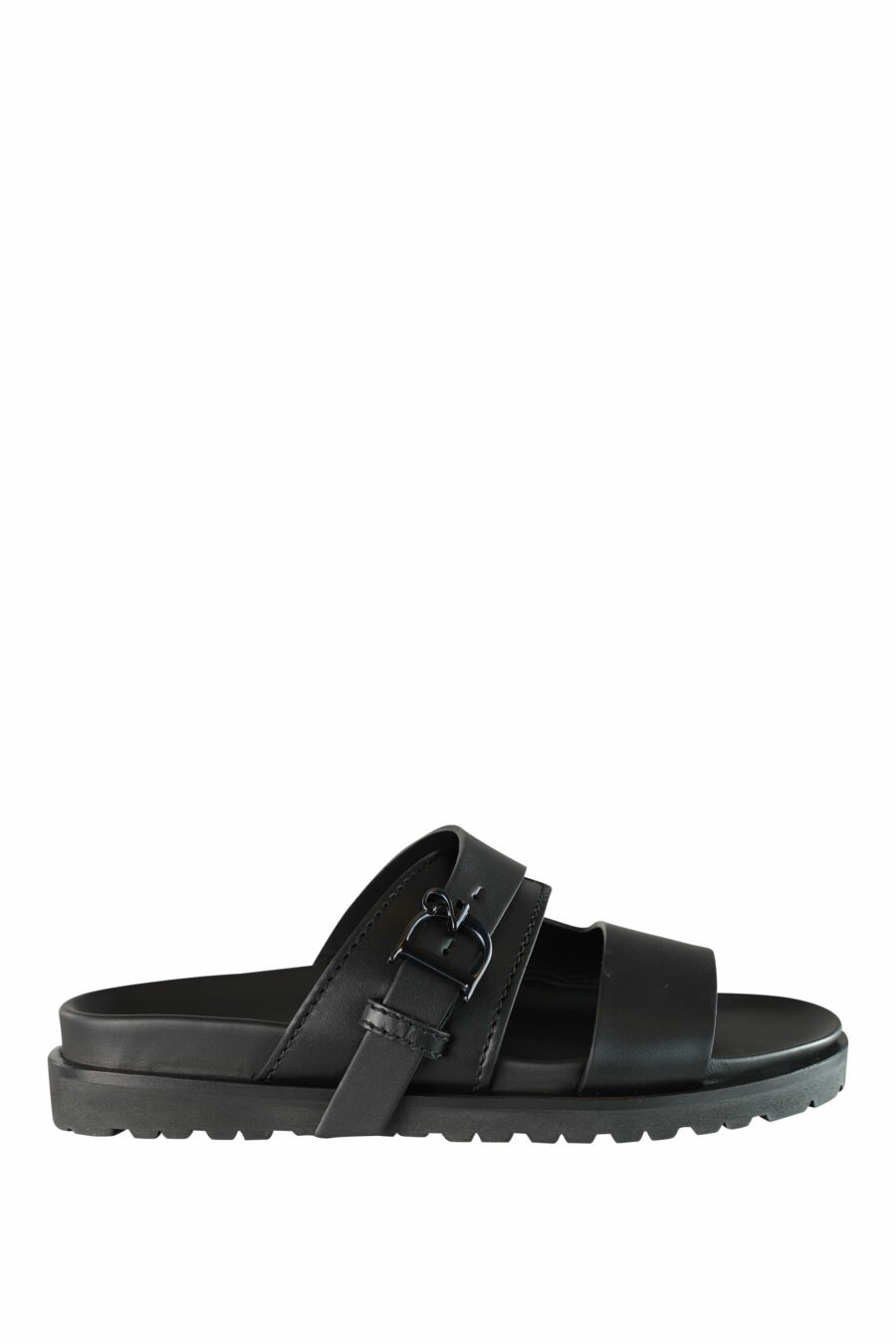 Black sandals with monochrome metal "D2" logo - IMG 1308
