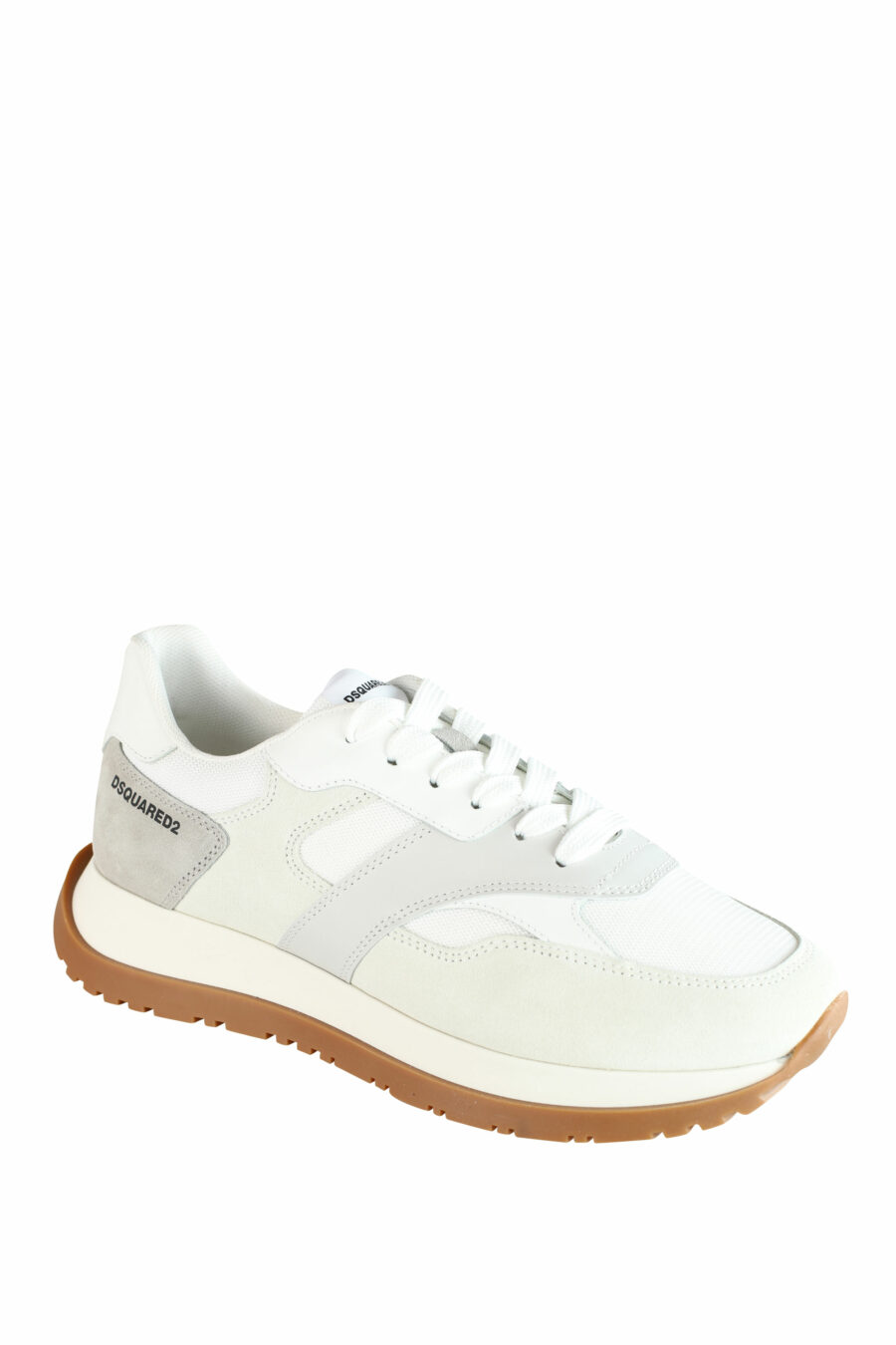 Zapatillas blancas "running" con detalles grises y beige - IMG 1398