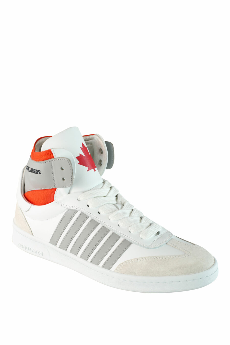 White mixed "boxer" bootie style trainers with orange and grey details - IMG 1502