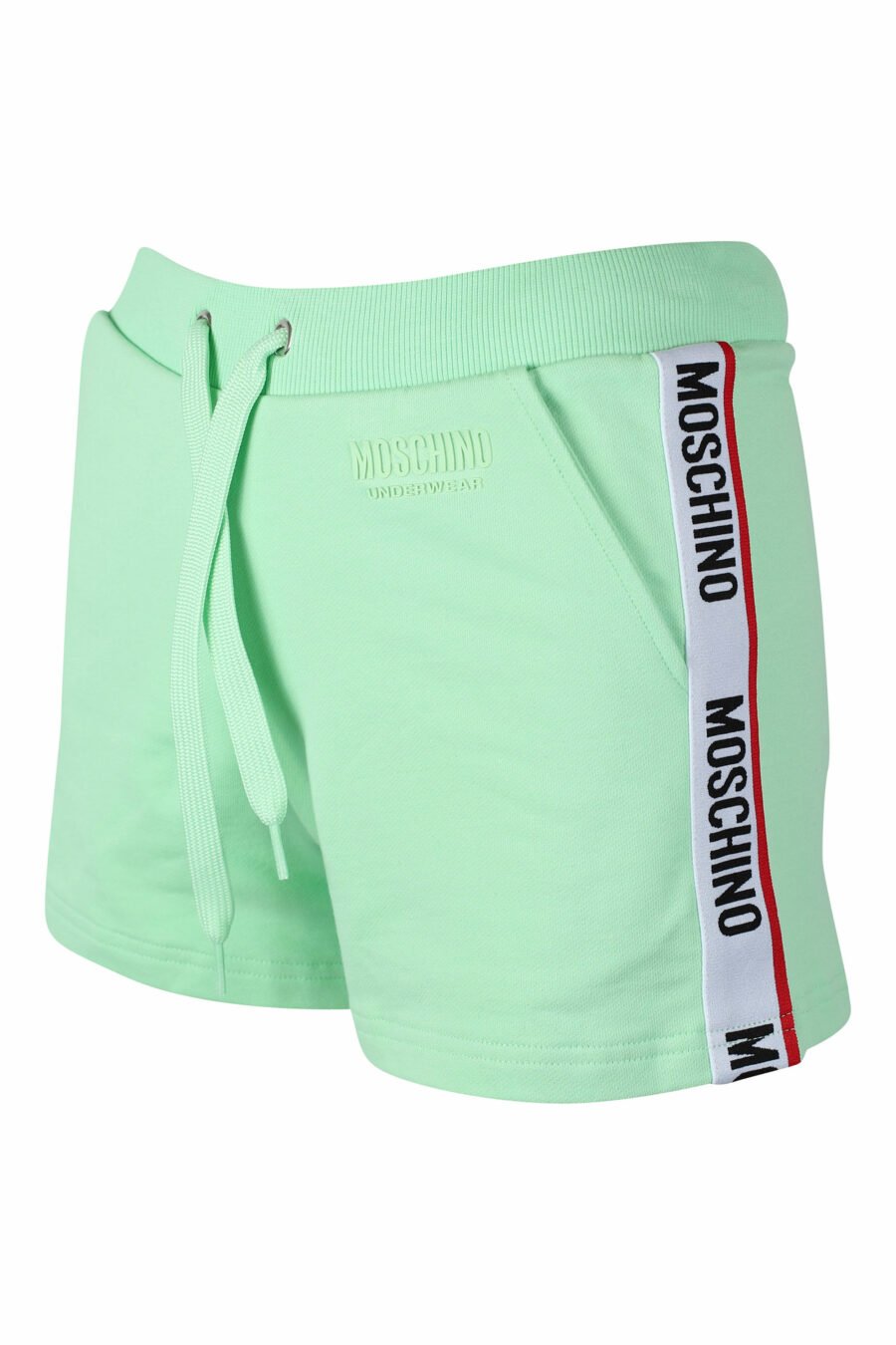 Pantalón de chándal corto verde con logo en cinta lateral - IMG 2298