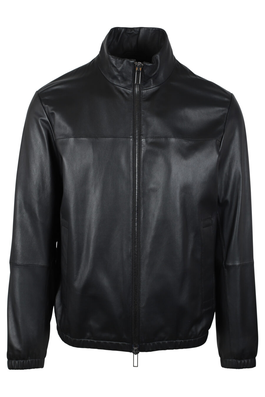 Veste en cuir noir avec mini-logo - IMG 4658