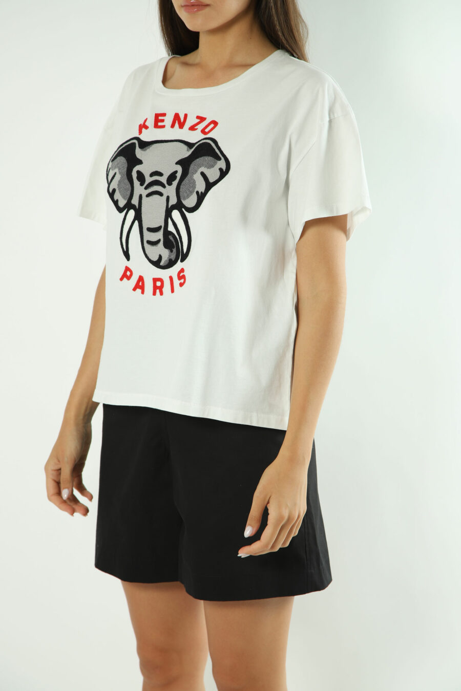 Weißes T-Shirt mit Elefanten-Maxilogo - Fotos 1513