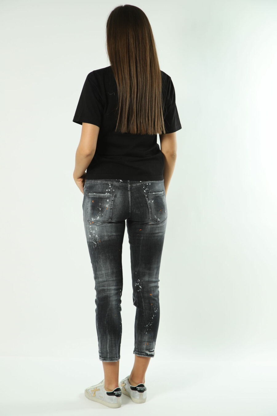 Jeans preto "cool girl" com pintura multicolorida - Fotos 1541
