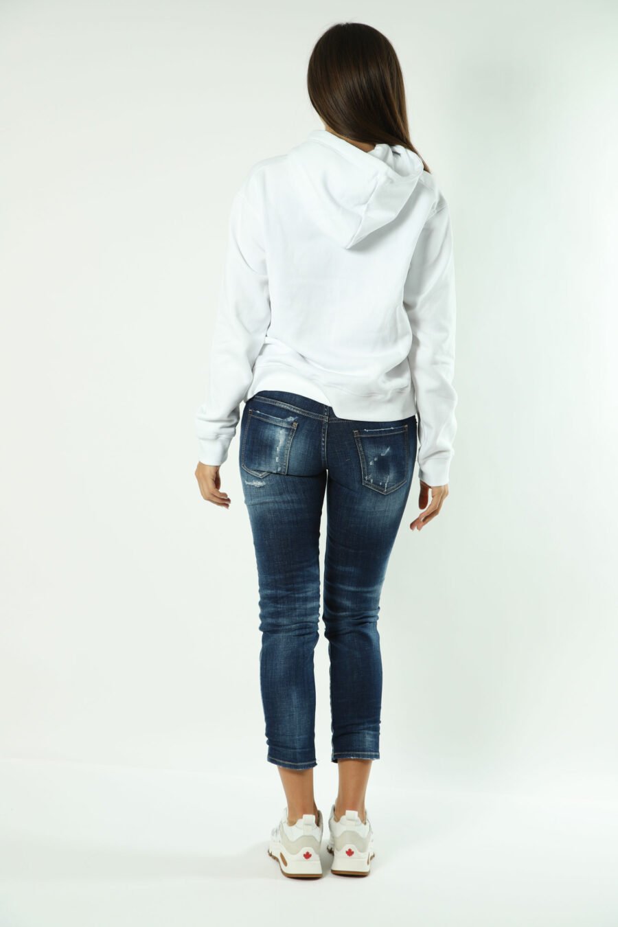Blue "jennifer cropped jean" trousers with half-rips - Photos 1616